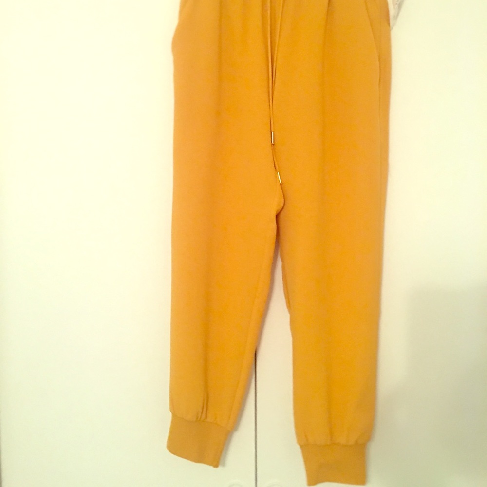 Mustard colored dressy joggers